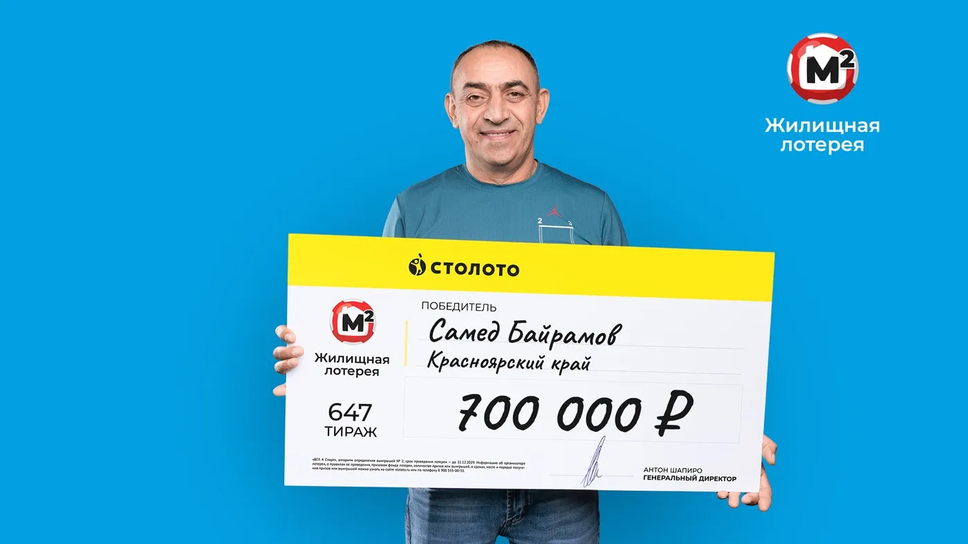 Самед Байрамов выиграл 700 тыс. рублей в «Жилищную лотерею»
