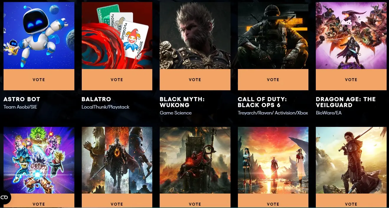 Сайт премии The Game Awards 2024 The Game Awards 2024