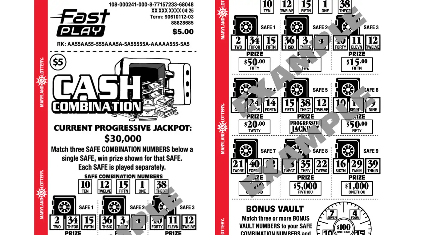 Билет лотереи Fast Play Cash Combination