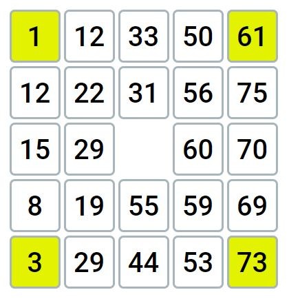 Бинго-75 - 1 Тур