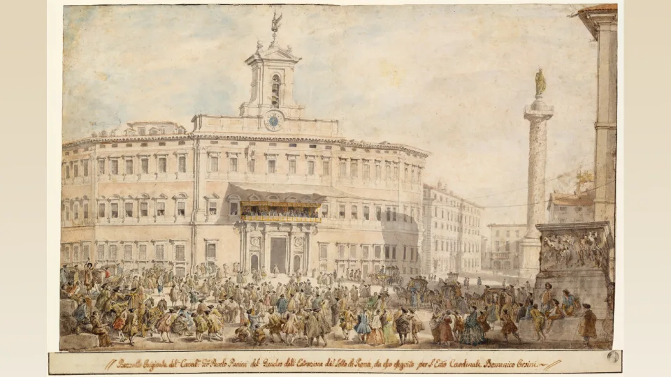 Подготовительный рисунок к картине «Лотерея на площади Монте-Читорио»