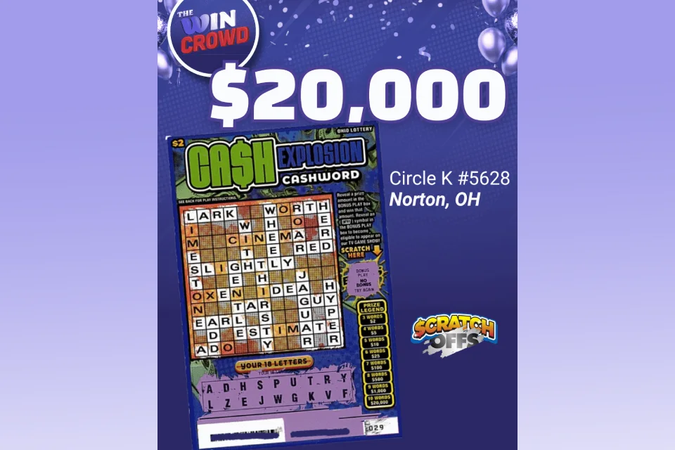 Выигрышный билет моментальной лотереи Cash Explosion Cashword