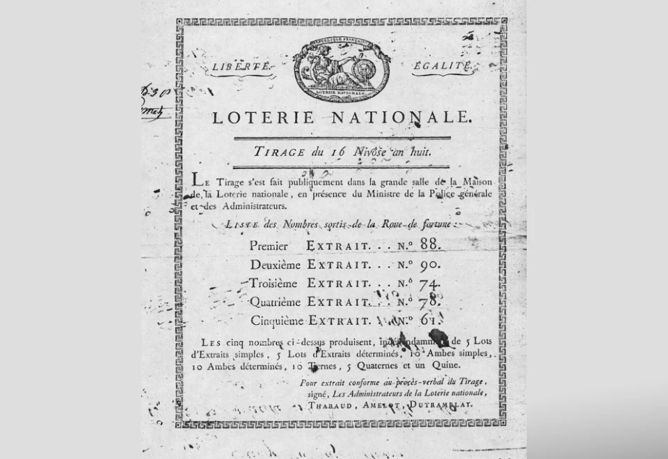 Жеребьевочный билет № 16 Национальной лотереи Франции, 1800