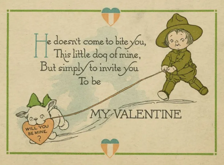 Старинная открытка ко Дню святого Валентина