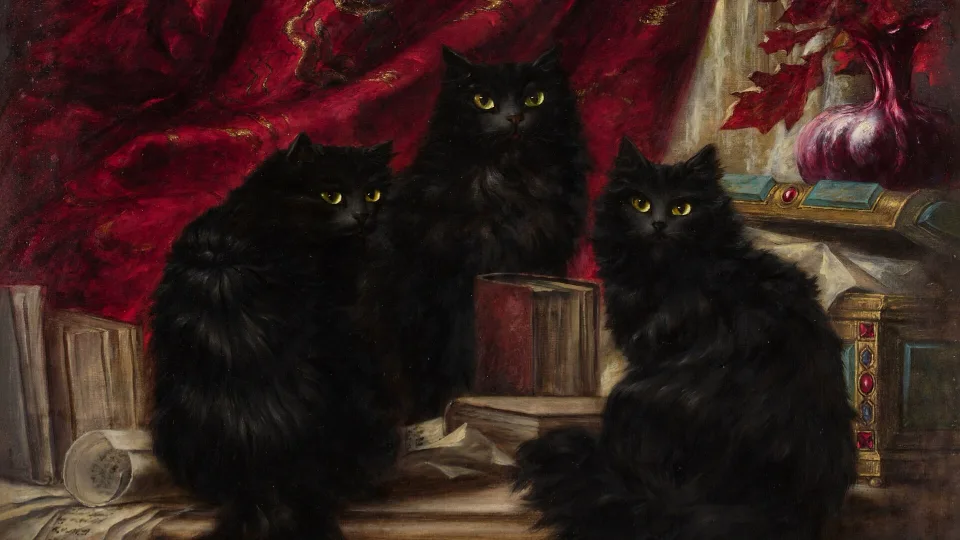 «Три чёрных кота». Художник Карл Калер (1856–1906).
