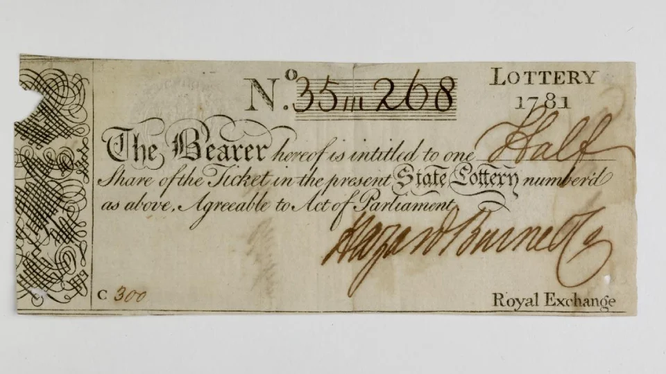 Билет государственной лотереи Англии 1781 года