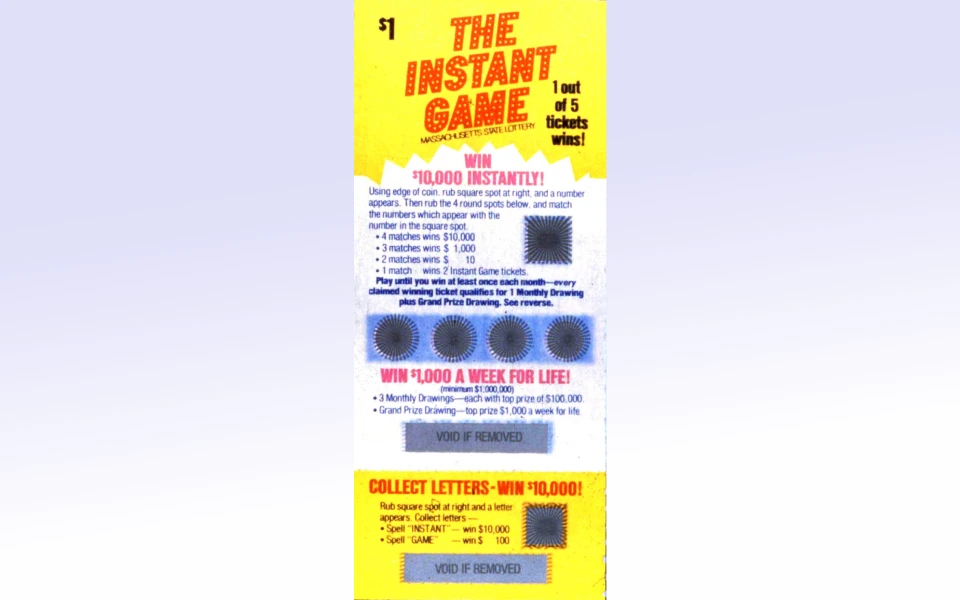 Первый лотерейный скретч-билет в истории - 1974 г.