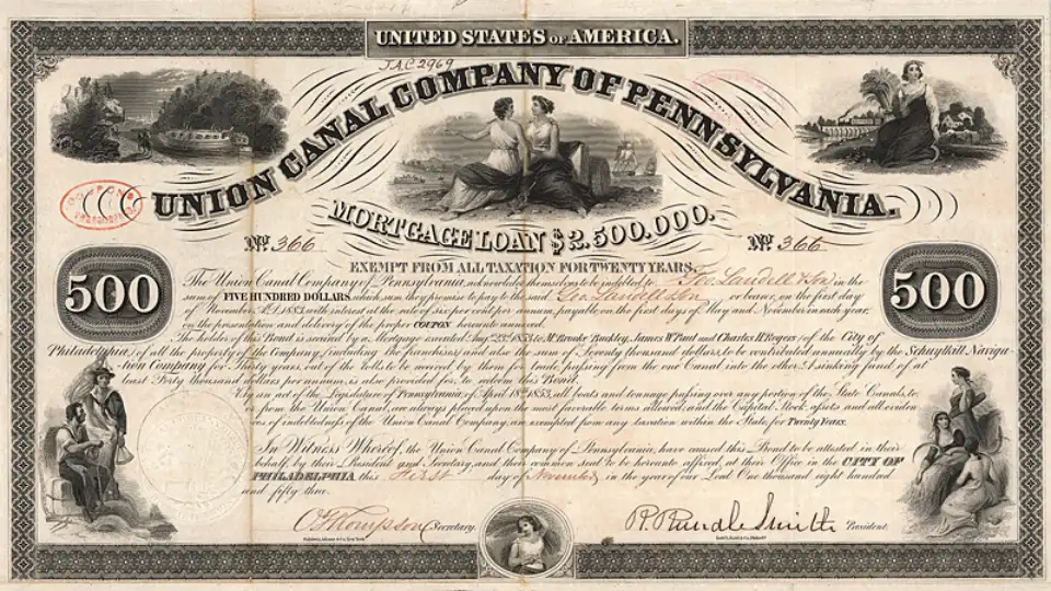 Билет одной из лотерей для сбора средств на строительство канала в Пенсильвании