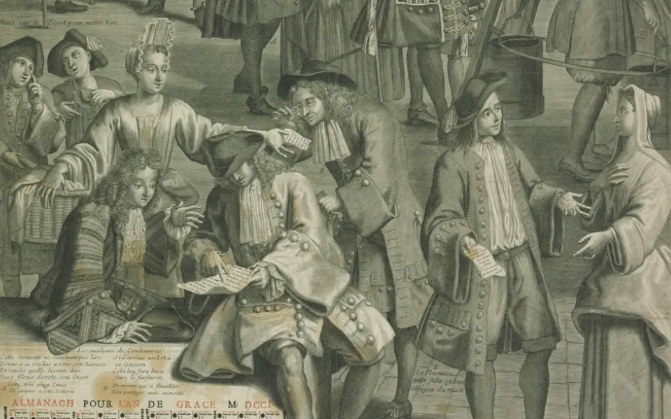 Гравюра «Лотерейное бюро», 1701 год