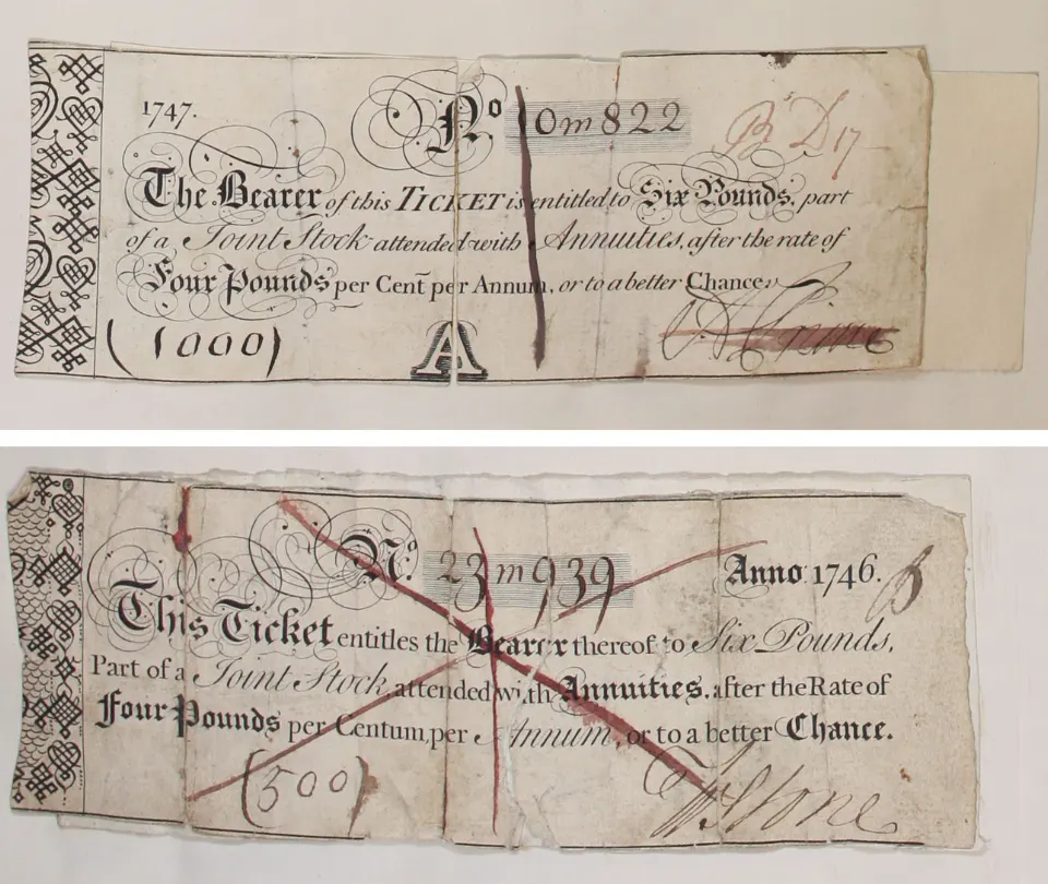 Билет британской лотереи 1746-го года