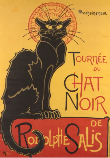 Афиша кабаре «Черный кот» (Tournée du Chat Noir). Теофиль-Александр Стейнлен, 1896 г. Цветная литография.