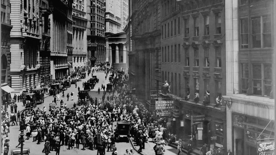 Улица Брод-стрит в Нью-Йорке, 1916 год