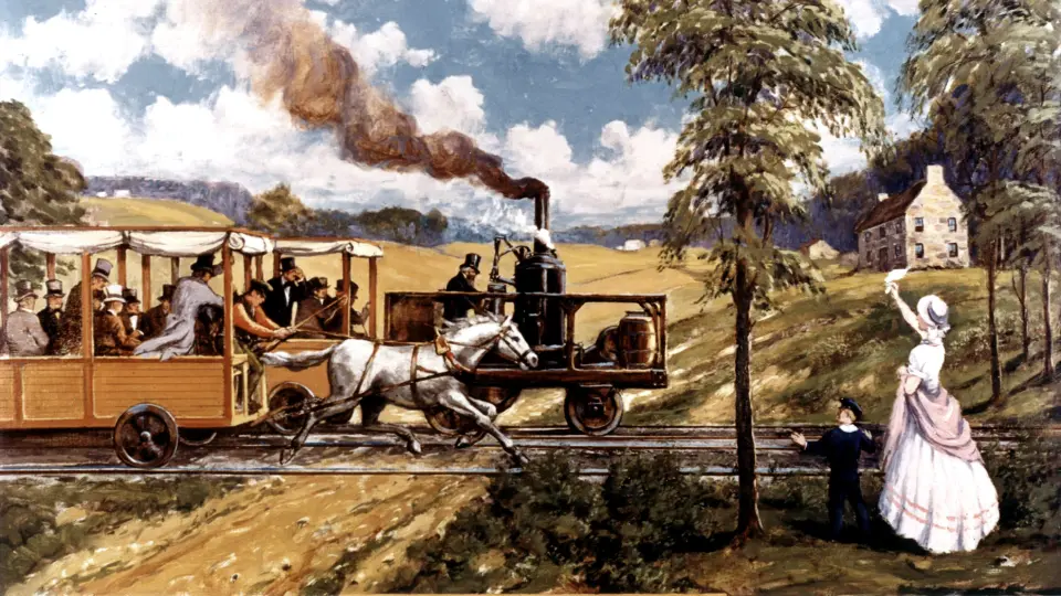 Гонка между лошадью и паровозом